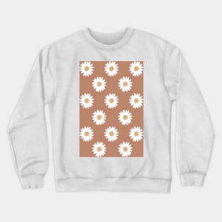 burnt orange brown rust camel daisy flower floral pattern Crewneck Sweatshirt
